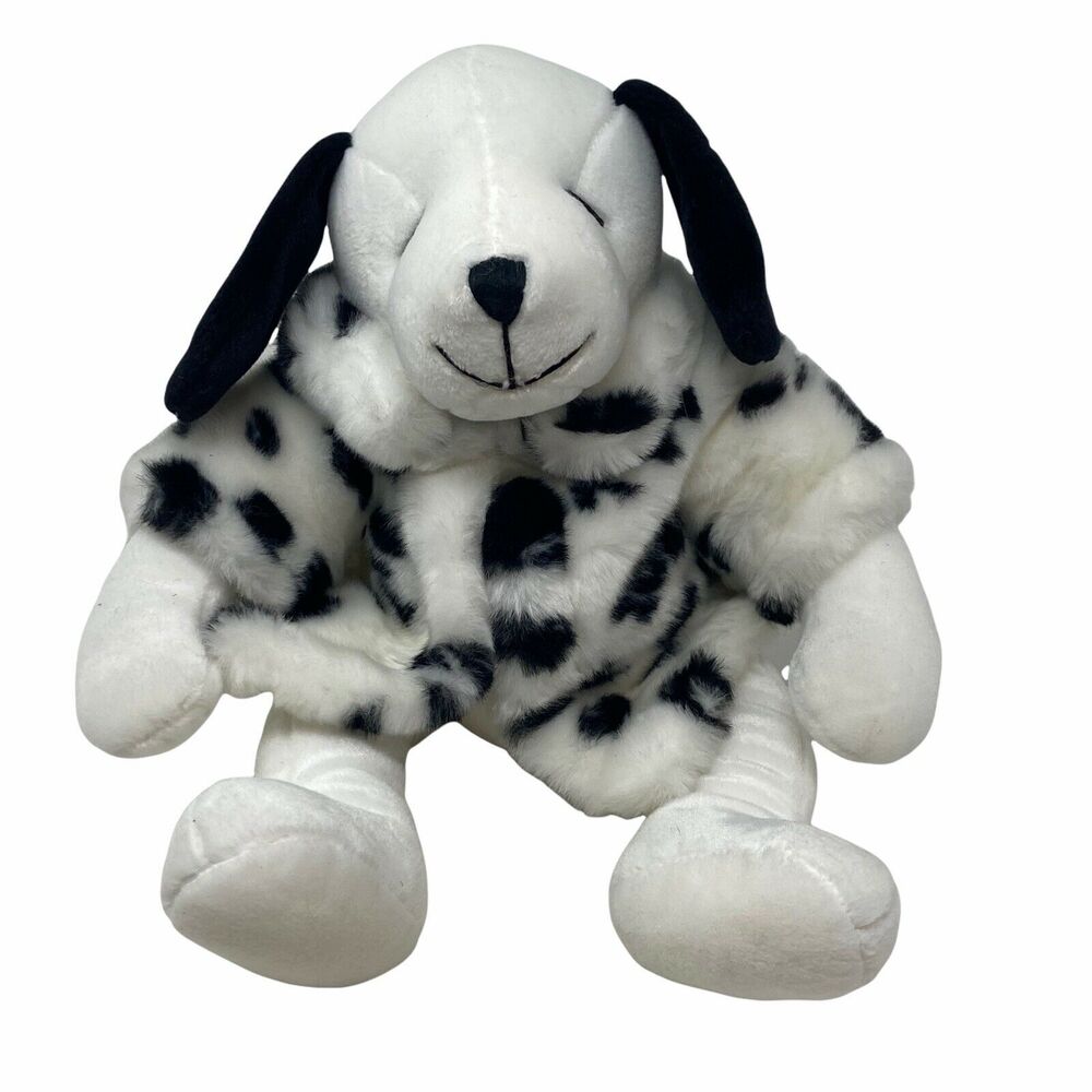 Russ Donatella 15” Black White Plush Beanbag Dog w/ Dalmatian Jacket - Excellent
